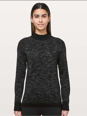 lululemon athletica Soft Shine Cowl Sweater - Black/Steel Grey Marled